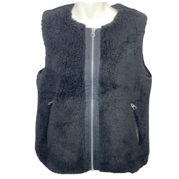 MADEWELL Faux Sherpa Zip Vest in Classic Black Size Medium — Closet Staple!!! - Picture 3 of 10